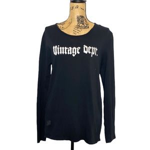Black Long Sleeve Lace-Back Shirt S